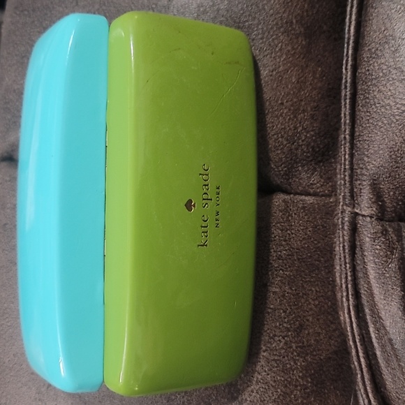 KATE SPADE two tone blue green hard sixe eyeglass sunglass case - Picture 1 of 11